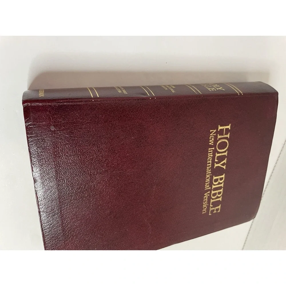 Holy Bible NIV 1986 Burgundy Zondervan Christ in Red Letter Vintage Indexed